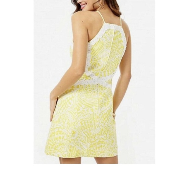 Lilly Pulitzer NWT Pearl Stretch Shift Dress Lemon Sea Cups Yellow Size 4 - Picture 6 of 9